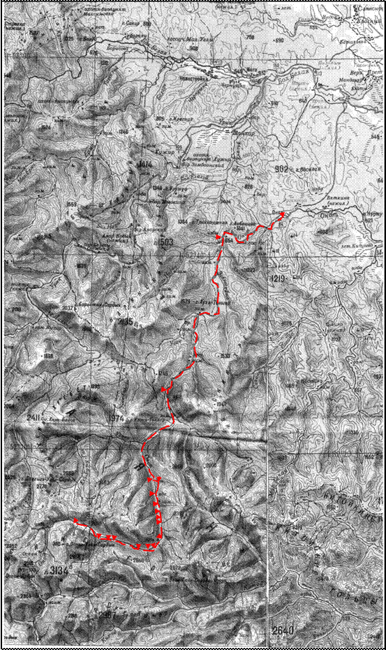 Схема 1. Общая схема маршрута (1:500 000).