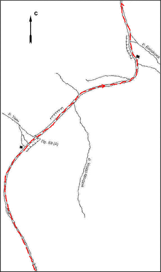Схема 6. Схема маршрута. Р. Онот (1:50 000).