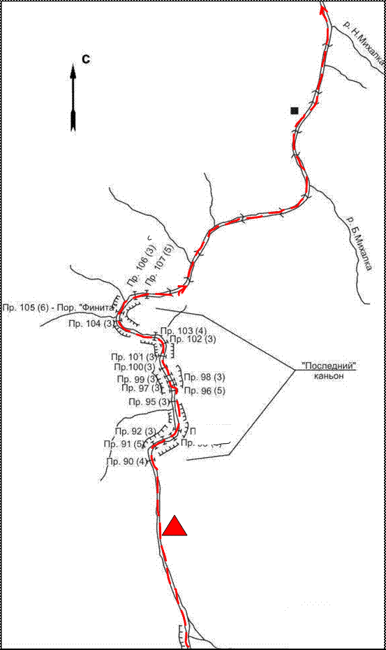 Схема 7. Схема маршрута. Р. Онот (1:50 000).