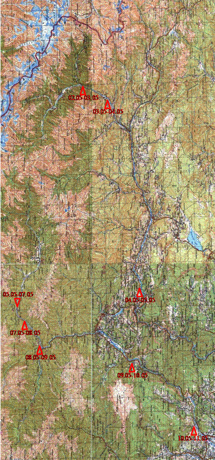 Карта маршрута р. Риони- Цхенисцкали Р.Кура