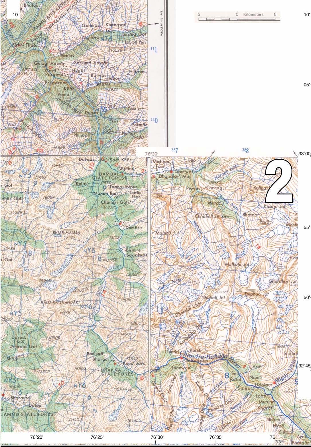 Приложение №4 Американская топографическая карта района реки Ченаб, Индия