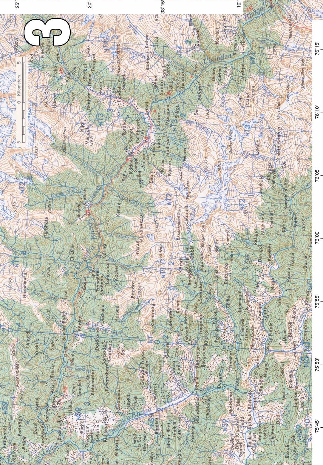 Приложение №4 Американская топографическая карта района реки Ченаб, Индия