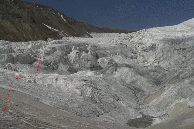 Ледопад ледника Цюрупы