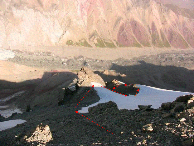 Вид с перевала Минжар на верхнюю часть скального гребня